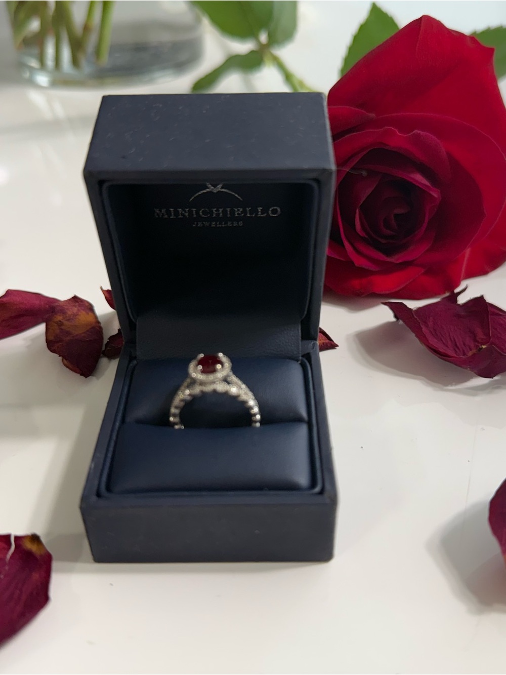 Brand New 18k white Gold Natural Ruby Halo Ring with Natural Diamond. Gorgeous 😍 - Picture 4 of 5
